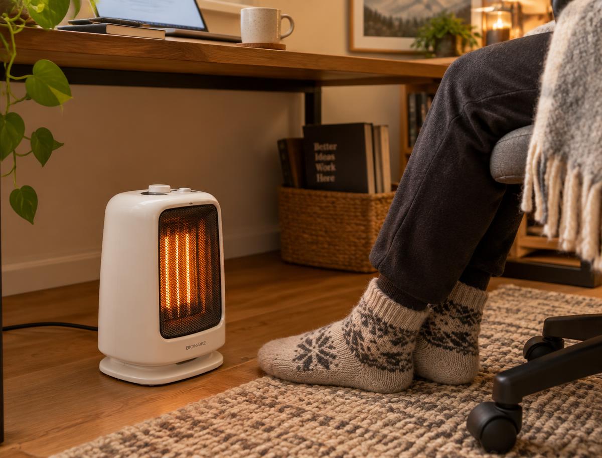 Heater warming a home office